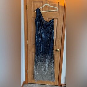 NWT One-Shoulder Ombré Sequin Gown